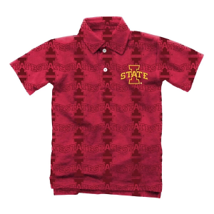 Iowa State Cyclones Wes and Willy All-Over Print Kids' Polo Medium Maroon