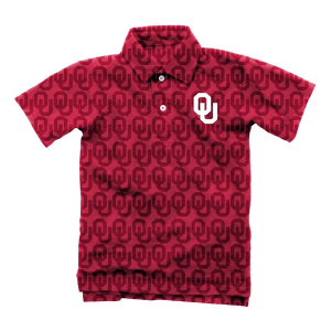 Oklahoma Sooners Wes and Willy All-Over Print Kids' Polo Large Red
