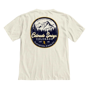 Men's Blue 84 Colorado Springs Skier T-Shirt Small Ivory
