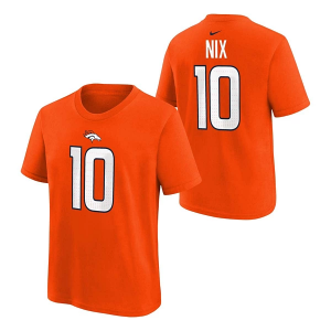 Kids' Denver Broncos Nike Bo Nix FUSE Name & Number T-Shirt XLarge Orange