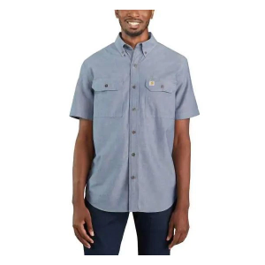 Men's Carhartt Loose Fit Midweight Chamray Button Up Shirt XLarge Denim Blue Chambray