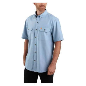 Men's Carhartt Loose Fit Midweight Chamray Button Up Shirt Large Blue Chambray