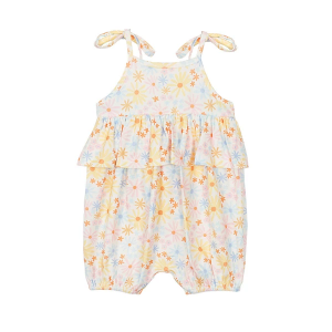 Girls' Mabel + Honey Stella Romper Baby 12 mo. Orange Ditzy