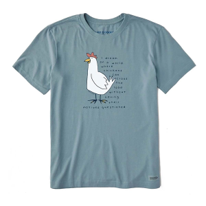 Men's Life is Good Chicken Motives T-Shirt XLarge Smoky Blue