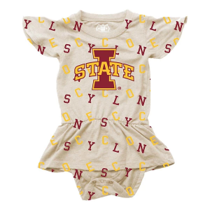 Wes and Willy Baby Iowa State Cyclones All-Over Print Ruffle Onesie