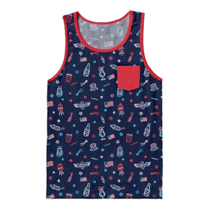 Men's Tipsy Elves Lights and Liberty Scoop Neck Tank Top XLarge Navy