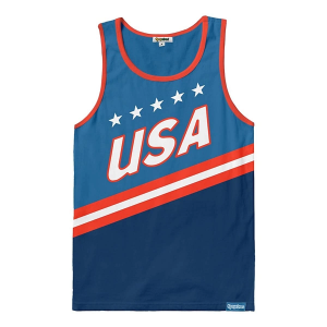 Men's Tipsy Elves USA Slam Dunk Scoop Neck Tank Top 2XLarge Red White Blue