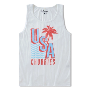 Men's Chubbies Non Pocket Graphic Scoop Neck Tank Top Small The Chub-Spangled Banner