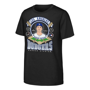 Kids' Los Angeles Dodgers Shohei Ohtani Player Profile T-Shirt Large Black