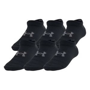 Under Armour Essential No Show Socks Youth Small Black 6 Packs