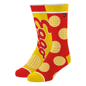 ODD SOX Eggo Split Crew Socks Youth Large Red/Yellow Singles