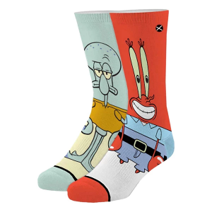 ODD SOX Squidward & Mr. Krabs 360 Crew Socks Youth Large Red/Blue Singles