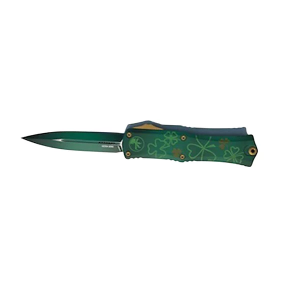 Microtech 1702M-1SPDGRS Hera II Mini St.Patrick Double Edge OTF Green Automatic Knife