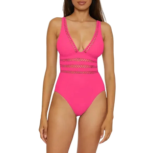 Women's Becca Toni Modern Edge One Piece Swimsuit Contemporary Medium Punch