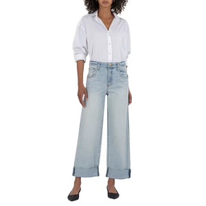 Women's KUT from the Kloth Gwen Roll Up Relaxed Fit Wide Leg Jeans Meaning 10 28