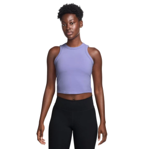 Women's Nike One Fitted Crew Neck Tank Top Large Lilac Ice/Black