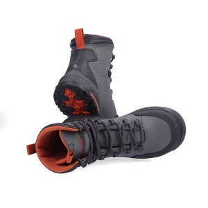 Men's Simms Freestone Rubber Soles Fly Fishing Wading Boots Outdoor 15 Gunmetal