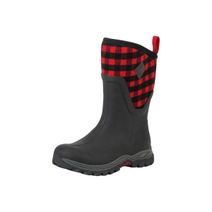 Women's Muck Arctic Sport II Mid Work Boots Outdoor 7 Black/Buffalo Plaid