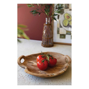 Kalalou Carved Teakwood Bowl with Handles
