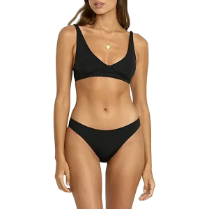 Women's Billabong Sol Searcher Cami Plunge Swim Bikini Top Juniors XLarge Black Pebble