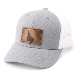 Men's Range Leather Idaho Silhouette Leather Patch Snapback Hat One Size Heather Gray/White