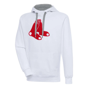 Boston Red Sox Antigua Chenille Big Logo Victory Pullover Hoodie 4XLarge White