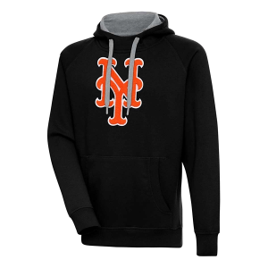 New York Mets Antigua Chenille Big Logo Victory Pullover Hoodie 4XLarge Black