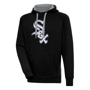 Chicago White Sox Antigua Chenille Big Logo Victory Pullover Hoodie 5XLarge Black