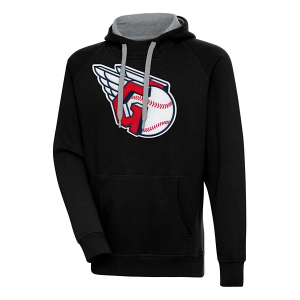 Cleveland Guardians Antigua Chenille Big Logo Victory Pullover Hoodie 5XLarge Black