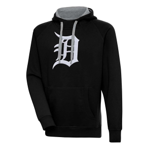 Detroit Tigers Antigua Chenille Big Logo Victory Pullover Hoodie 5XLarge Black