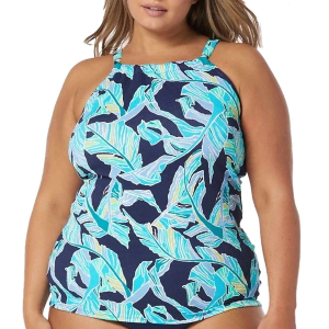 Women's Beach House Blair High Neck Swim Tankini 16W Sea Glass Admiral