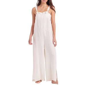 Women's Sanctuary Tie Front Romper Swim Cover Up Large Unbleached Linen