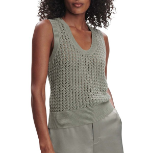 Women's Varley Ferns Open Knit Scoop Neck Tank Top Large Shadow