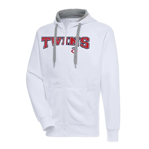 Minnesota Twins Antigua Victory Full Chest Logo Full Zip 4XLarge White