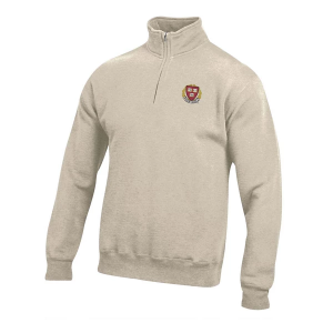 Harvard Crimson Gear For Sports 1/4 Zip Small Oatmeal Heather