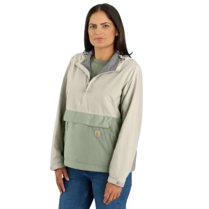 Women's Carhartt Defender Loose Fit Lightweight Packable Rain Jacket Small Sage Chalk
