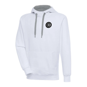 Chicago Cubs Antigua Chenille Chest Logo Victory Pullover Hoodie 4XLarge White