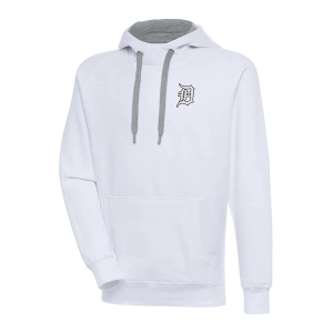 Detroit Tigers Antigua Chenille Chest Logo Victory Pullover Hoodie 4XLarge White