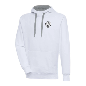 Milwaukee Brewers Antigua Chenille Chest Logo Victory Pullover Hoodie 4XLarge White