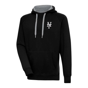New York Mets Antigua Chenille Chest Logo Victory Pullover Hoodie 5XLarge Black