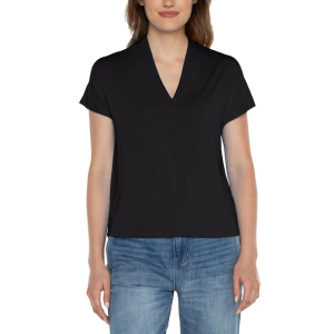 Women's Liverpool Los Angeles Shawl Collar Dolman Knit Blouse Large Black