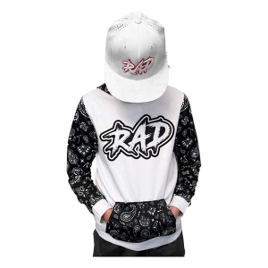 Boys' Woke Up Rad Youth Logo Hoodie Baseball Hoodie XLarge Black/White