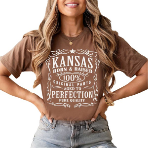 Women's Blume & Co Kansas Born & Raised T-Shirt Medium Chestnut