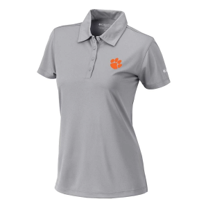 Clemson Tigers Columbia Women's Birdie Polo Medium Cool Grey