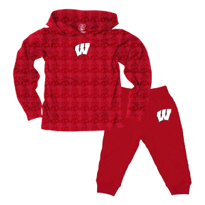 Wes and Willy Baby Wisconsin Badgers All-Over Print Sweatshirt & Pant Set