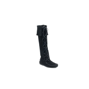 Men's Minnetonka Front Lace Knee High Western Boots 8 Black