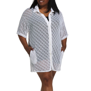 Women's Beach House Harper Shirt Swim Cover Up 1X White