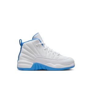 Kids' Air Jordan 12 Retro Sneakers sneakers-athletic-shoes Little 2 Regular White/University Blue/Metallic Silver