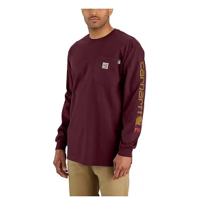 Men's Carhartt Flame Resistant Signature Logo Long Sleeve T-Shirt XLarge Port