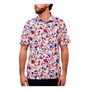 Men's Good Good Golf Proud & Long Sleeve Polo XLarge Red White Blue
